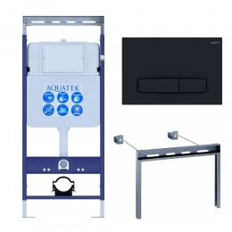 Инсталляция для подвесного унитаза Aquatek Easy Fix 50 INS-0000010, кнопка смыва черная + крепеж Инсталляция для подвесного унитаза Aquatek Easy Fix 50 INS-0000010, кнопка смыва черная + крепеж