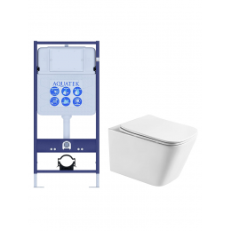Комплект унитаз с инсталляцией и сиденьем микролифт Aquatek Либра SET AQUATEK ЛИБРА T безободковый
