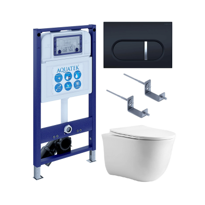 Комплект унитаз с инсталляцией, кнопкой и сиденьем SET AQUATEK КЛАССИК cm-045 4в1 безободковый купить с доставкой. 100% Оригинал. Гарантия!