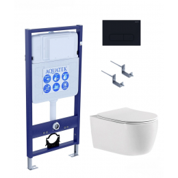 Комплект унитаз с инсталляцией с кнопкой Aquatek Европа SET AQUATEK ЕВРОПА cmp017 безободковый
