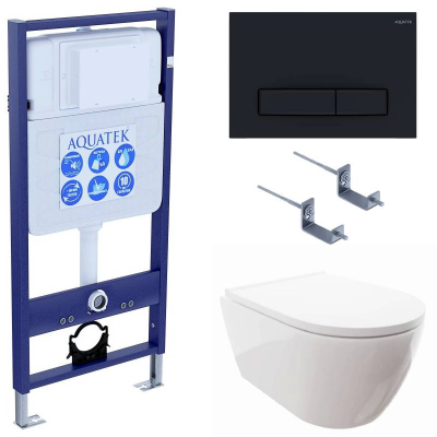 Комплект унитаз с инсталляцией, кнопкой и сиденьем микролифт Aquatek Поларис SET AQUATEK ПОЛАРИС-025 4в1 купить с доставкой. 100% Оригинал. Гарантия!