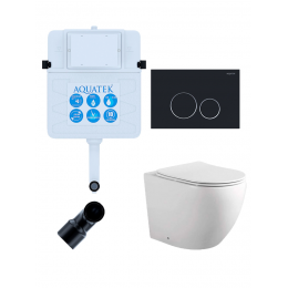 Комплект унитаз с инсталляцией, кнопкой и сиденьем микролифт Aquatek Европа SET BW AQUATEK ЕВРОПА-020 3в1 безободковый
