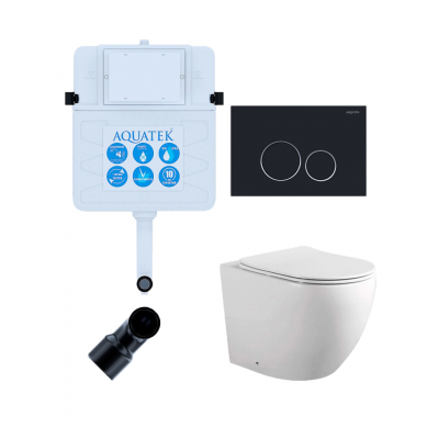 Комплект унитаз с инсталляцией, кнопкой и сиденьем микролифт Aquatek Европа SET BW AQUATEK ЕВРОПА-020 3в1 безободковый купить с доставкой. 100% Оригинал. Гарантия!