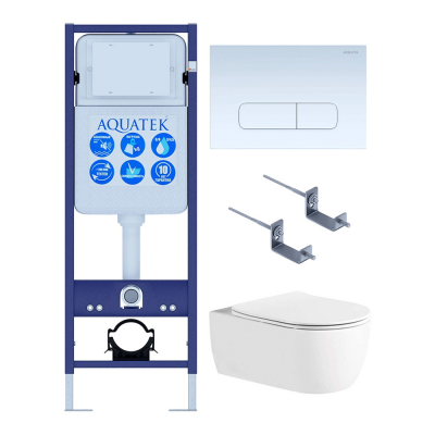 Комплект унитаз с инсталляцией и сиденьем микролифт Set AQUATEK ЕВРОПА New-013 4в1 безободковый купить с доставкой. 100% Оригинал. Гарантия!