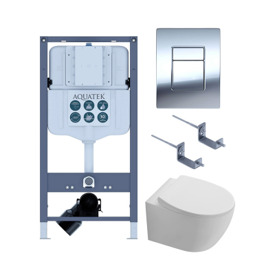 Комплект унитаз с инсталляцией и сиденьем микролифт SET AQUATEK СИРИУС PNN-02 4в1 безободковый купить с доставкой. 100% Оригинал. Гарантия!