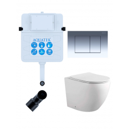 Комплект унитаз с инсталляцией, кнопкой и сиденьем микролифт Aquatek Европа SET BW AQUATEK ЕВРОПА-010 3в1 безободковый
