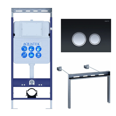 Инсталляция для подвесного унитаза Aquatek Easy Fix 50 INS-0000010, кнопка смыва черная + крепеж купить с доставкой. 100% Оригинал. Гарантия!