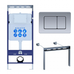 Инсталляция для подвесного унитаза Aquatek Easy Fix 50 INS-0000010, кнопка смыва хром + крепеж Инсталляция для подвесного унитаза Aquatek Easy Fix 50 INS-0000010, кнопка смыва хром + крепеж