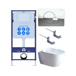 Комплект унитаз с инсталляцией, кнопкой и сиденьем SET AQUATEK ПОЛАРИС-01-067 4в1 безободковый Комплект унитаз с инсталляцией, кнопкой и сиденьем SET AQUATEK ПОЛАРИС-01-067 4в1 безободковый