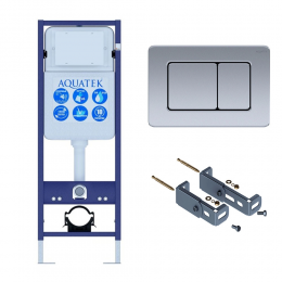 Инсталляция для подвесного унитаза Aquatek Standart 37 INS-0000017, кнопка смыва хром + крепеж