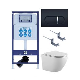 Комплект унитаз с инсталляцией, кнопкой и сиденьем SET AQUATEK ЕВРОПА-045 4в1 безободковый