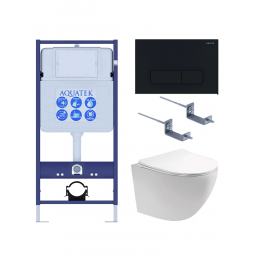 Комплект унитаз с инсталляцией, кнопкой и сиденьем SET AQUATEK ЕВРОПА cm-017 4в1