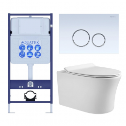 Комплект унитаз с инсталляцией, кнопкой и сиденьем микролифт Aquatek Ника SET AQUATEK НИКА-015 4в1 безободковый Комплект унитаз с инсталляцией, кнопкой и сиденьем микролифт Aquatek Ника SET AQUATEK НИКА-015 4в1 безободковый
