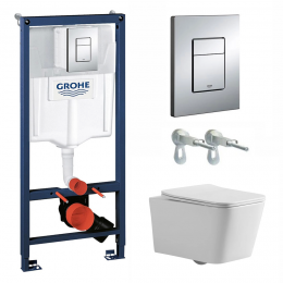 Комплект унитаз с инсталляцией и сиденьем микролифт Benneri Modena 38772001+B5.3.1170.00 безободковый