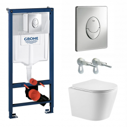 Комплект унитаз с инсталляцией и сиденьем микролифт Benneri Milano 38721001+B5.3.1178.00 безободковый