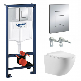 Комплект унитаз с инсталляцией и сиденьем микролифт Benneri Palermo 38772001+B5.3.1176.00 безободковый