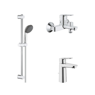 Комплект смесителей Grohe Start Edge 120210 для раковины, ванны с душевым гарнитуром, хром купить с доставкой. 100% Оригинал. Гарантия!