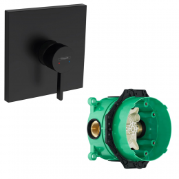 Комплект смеситель для душа и скрытая часть Hansgrohe 76615670S Finoris черный