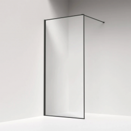 Душевая перегородка Iddis Slide 90 см. профиль черный, стекло прозрачное