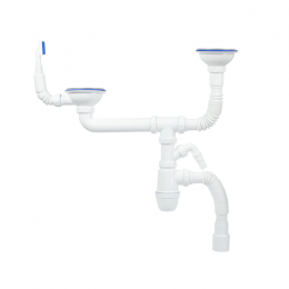 Сифон IDDIS для двойной мойки с выпуском 3 1/2 с переливом и отводом Kitchen Line S21UPS0i84