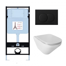 Комплект унитаз с инсталляцией, кнопкой и сиденьем Jacob Delafon Modern Life E21775RU-BL Комплект унитаз с инсталляцией, кнопкой и сиденьем Jacob Delafon Modern Life E21775RU-BL