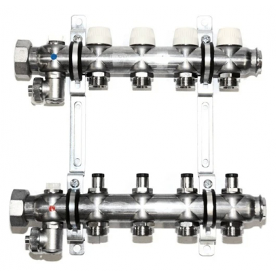 Коллектор распределительный Kermi x-net с запорными вентилями на 4 выхода (SFV0400000)