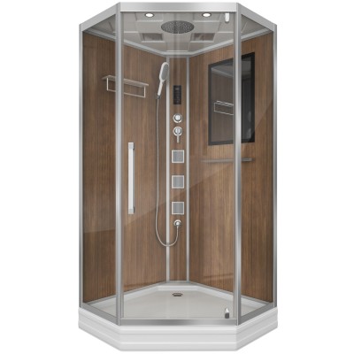 Душевая кабина Niagara Luxe NG-7717WD (1000x1000х2150) низкий поддон стенки ДЕРЕВЯННЫЕ