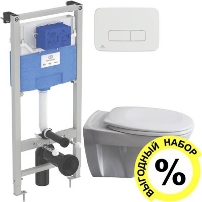Комплект Унитаз подвесной Pestan Fluenta Basic 40006460 + Система инсталляции для унитазов Ideal Standard ProSys 120P R027767 + Кнопка смыва Ideal St