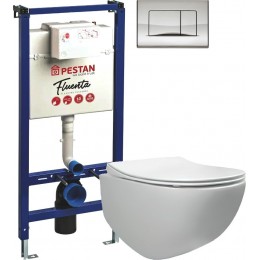 Комплект Унитаз подвесной Pestan Fluenta Rimless 40006661 безободковый + Система инсталляции для унитазов Pestan + 40006361