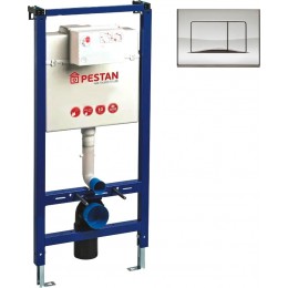 Система инсталляции для унитазов Pestan Fluenta 40006356 + 40006361 с кнопкой смыва, хром