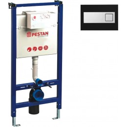 Система инсталляции для унитазов Pestan Fluenta 40006356 + 40006366 с кнопкой смыва, черный