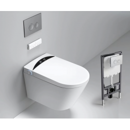 Комплект унитаз-биде с инсталляцией, кнопкой и сиденьем микролифт Timo TE-751
