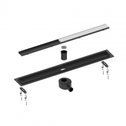 Душевой лоток TIMO Drain System 1000 с двусторонней панелью "plate" под плитку DS230210/03, чёрный