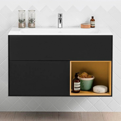 Тумба под раковину Villeroy & Boch Finion 100 G040HFPD black matt lacquer, gold matt lacquer купить с доставкой. 100% Оригинал. Гарантия!