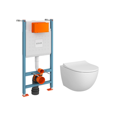 Комплект унитаз с инсталляцией и сиденьем микролифт VitrA Sento 9830B003-7211 безободковый купить с доставкой. 100% Оригинал. Гарантия!