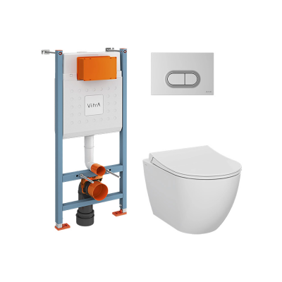 Комплект унитаз с инсталляцией, кнопкой и сиденьем микролифт VitrA Integra 9856B003-7200 безободковый купить с доставкой. 100% Оригинал. Гарантия!