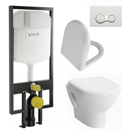 Комплект унитаз с инсталляцией, кнопкой и сиденьем микролифт VitrA Zentrum 9012B003-7205