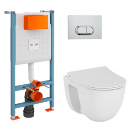 Комплект унитаз с инсталляцией, кнопкой и сиденьем микролифт VitrA Arkitekt 9005B003-7211