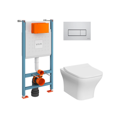 Комплект унитаз с инсталляцией, кнопкой и сиденьем микролифт VitrA Zentrum Square 9875B003-7201 безободковый купить с доставкой. 100% Оригинал. Гарантия!